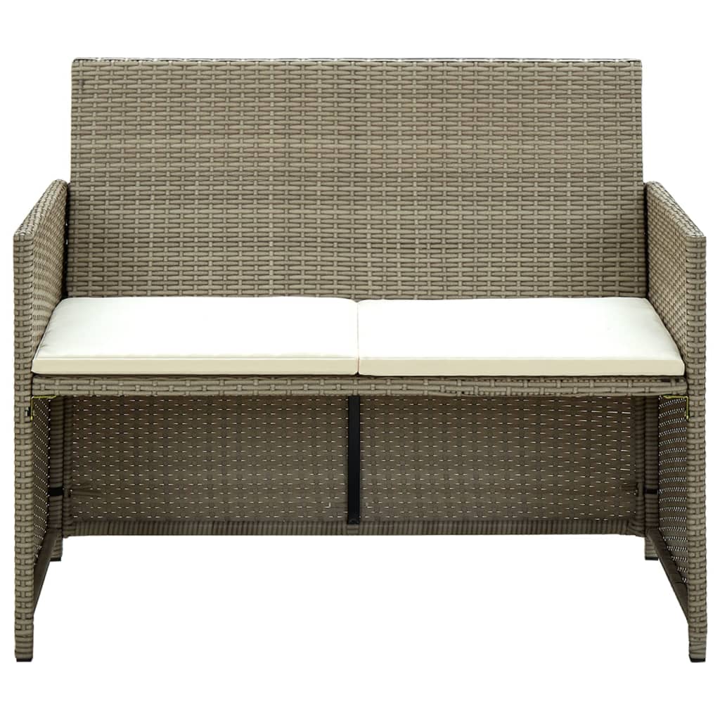 2-Sitzer-Gartensofa mit Polstern Beige Poly Rattan